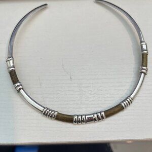 Sterling silver and leather collar necklace